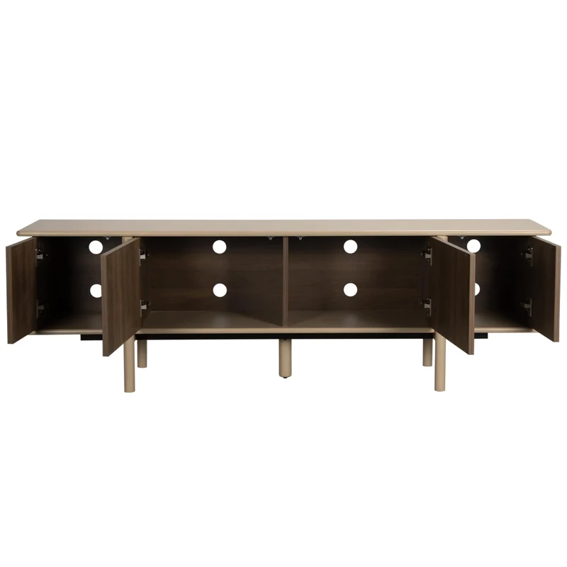 Oviala - Mobile porta TV effetto legno con 4 ante 180 cm tortora
