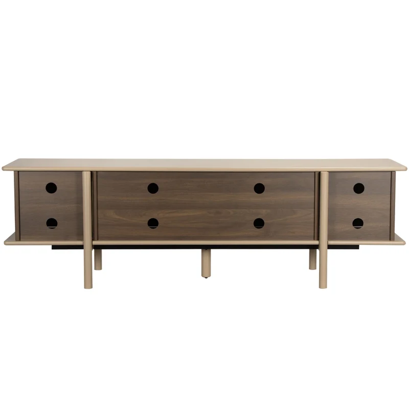 Oviala - Mobile porta TV effetto legno con 4 ante 180 cm tortora