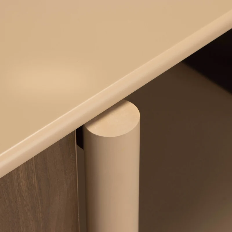 Oviala - Mobile porta TV effetto legno con 4 ante 180 cm tortora