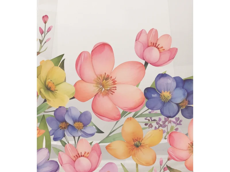 Buste trasparenti con stampa sweet flowers 8x24+4cm, confezione da 50 pezzi
