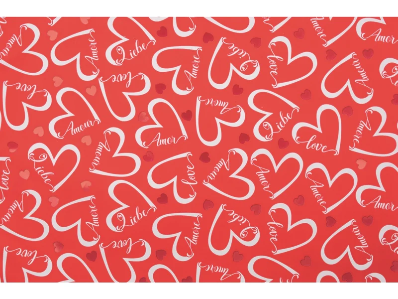 Buste love heart 20x32cm, confezione da 50 pezzi fondo rosso