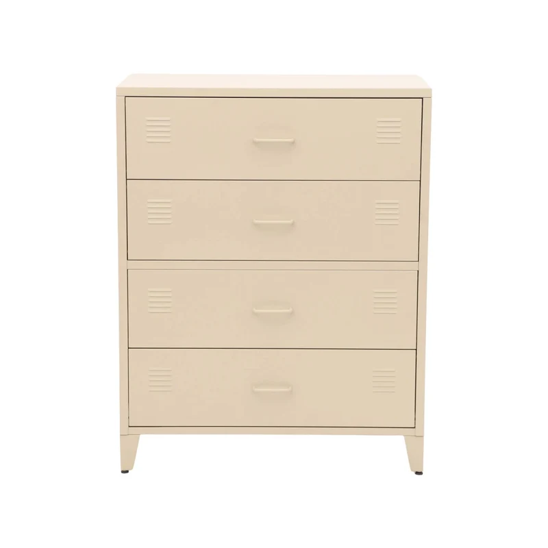 Cassettiera industriale in acciaio, 4 cassetti, beige