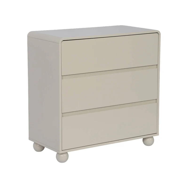 Cassettiera per bambini effetto in legno laccato, 3 cassetti, beige