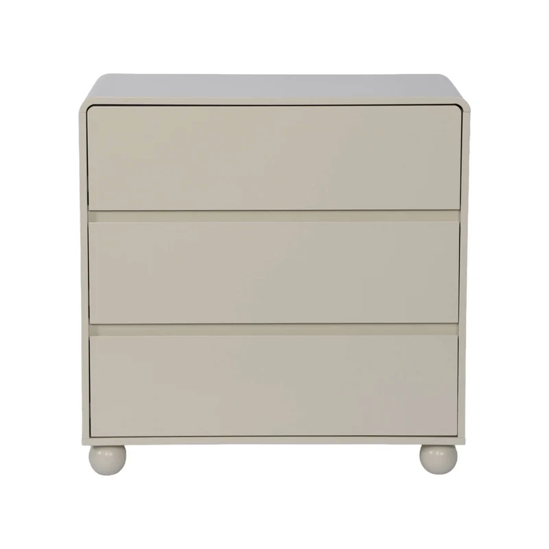 Cassettiera per bambini effetto in legno laccato, 3 cassetti, beige