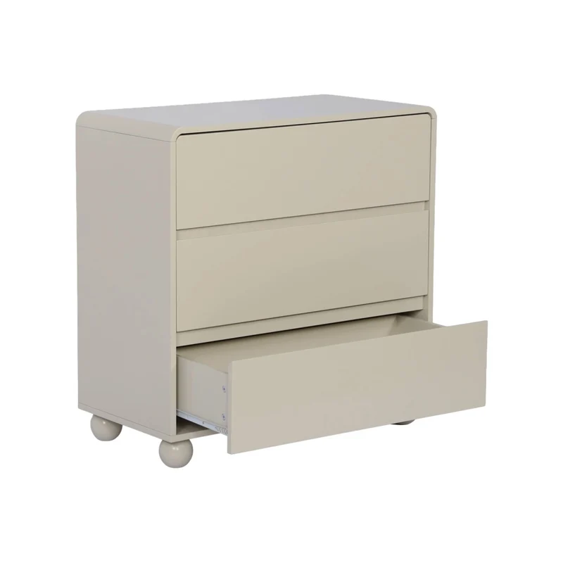 Cassettiera per bambini effetto in legno laccato, 3 cassetti, beige