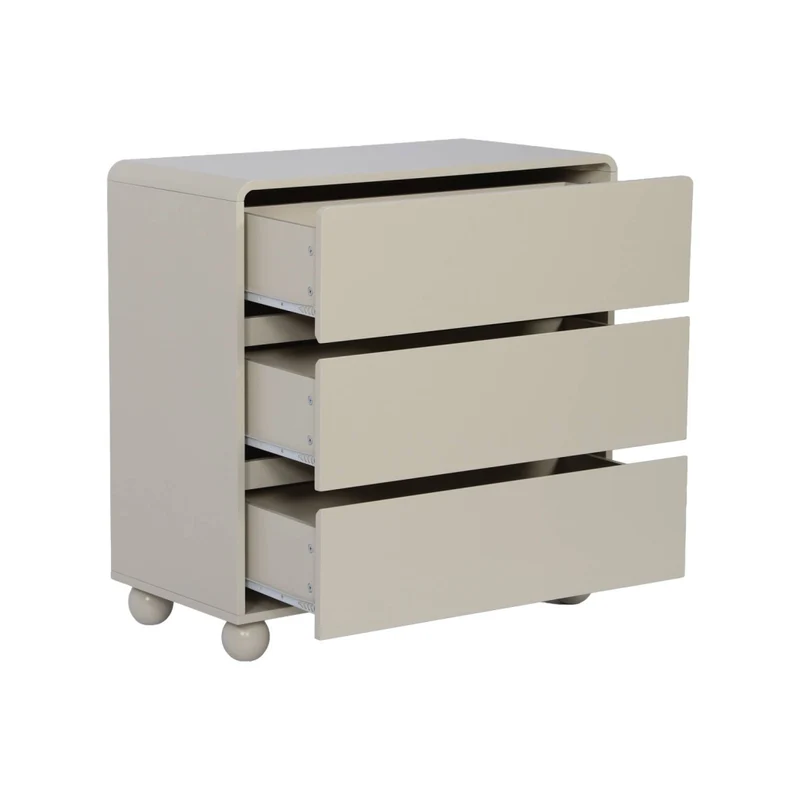 Cassettiera per bambini effetto in legno laccato, 3 cassetti, beige