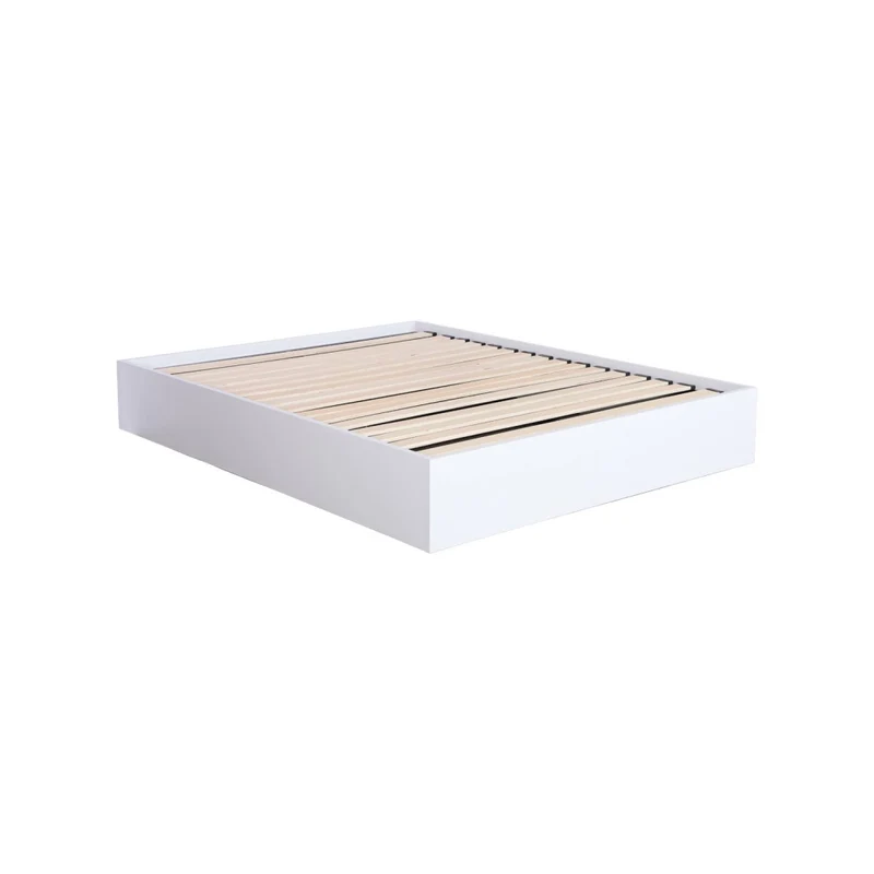 Letto contenitore con rete a doghe decorazione legno, 160x200cm ,