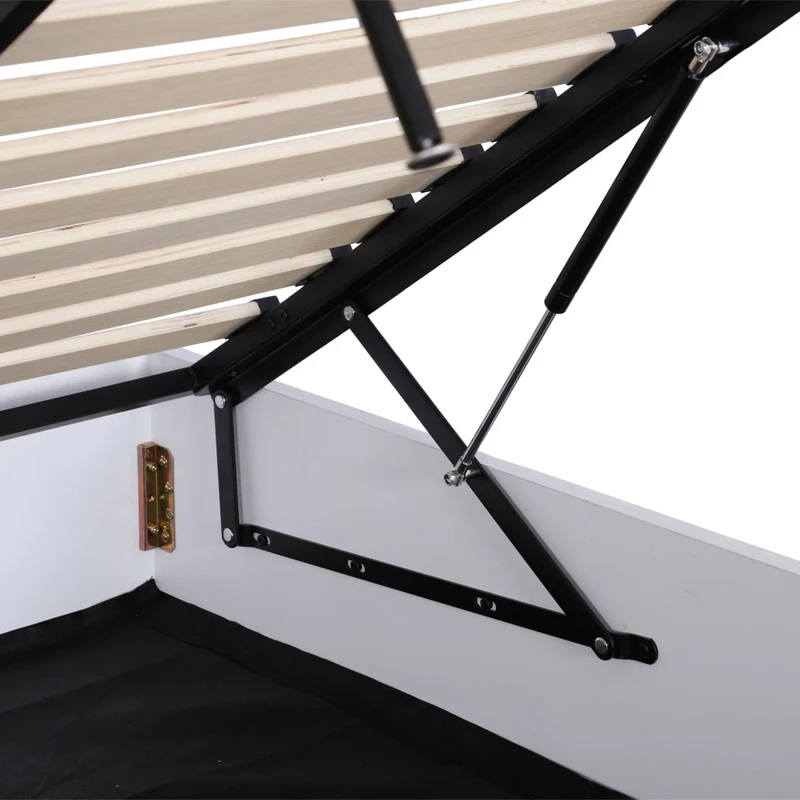 Letto contenitore con rete a doghe decorazione legno, 140x190cm,