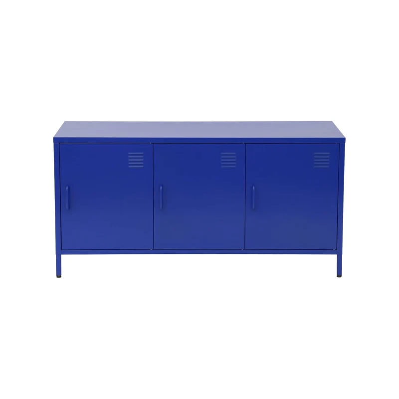Mobile tv industriale in metallo 3 ante, 120cm, blu