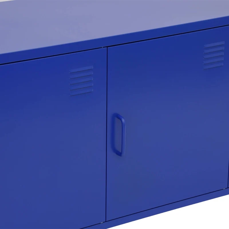 Mobile tv industriale in metallo 3 ante, 120cm, blu