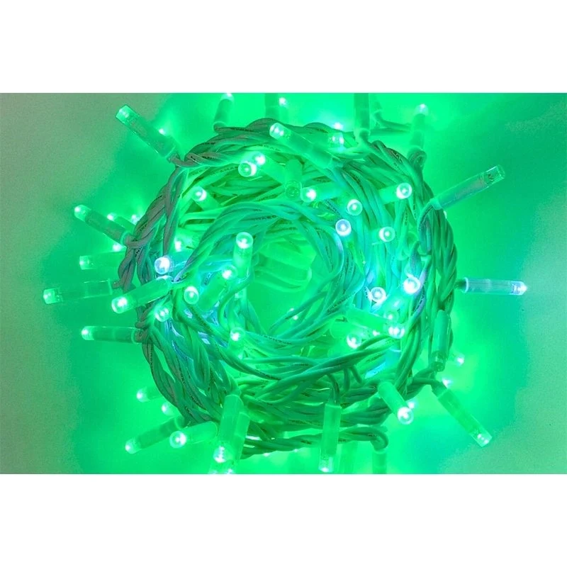 Catena Luminosa di Luci Led IP65 30 Metri Con 300 Led Filo Bianco Luce Verde Con Connettore Allungabile