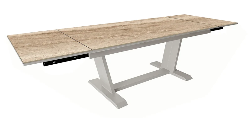 TAVOLO AMBER ALLUNGABILE CON PIANO IN CERAMICA KEDRA 180/230/280CM AMBER CREMA