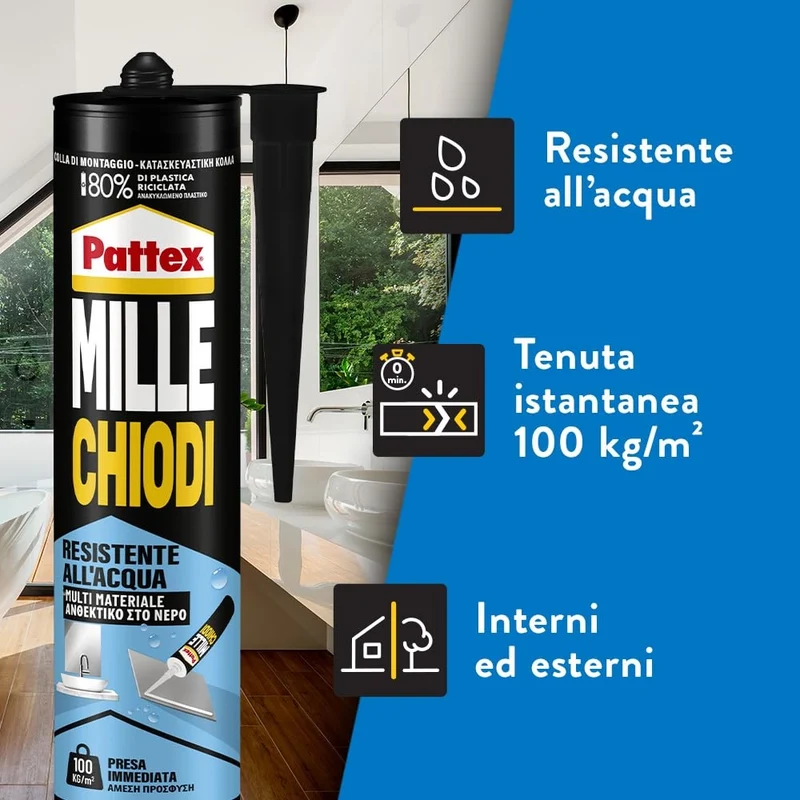 Colla di Montaggio Millechiodi Water Resistent 450 Gr Pattex in Cartuccia