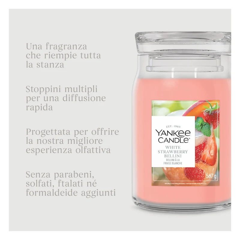Candela Giara Grande Yankee Candle Signature White Strawberry Bellini