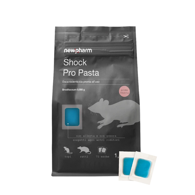 Esca rodenticida derattizzante per topi e ratti Shock Pro Pasta 1,5 kg
