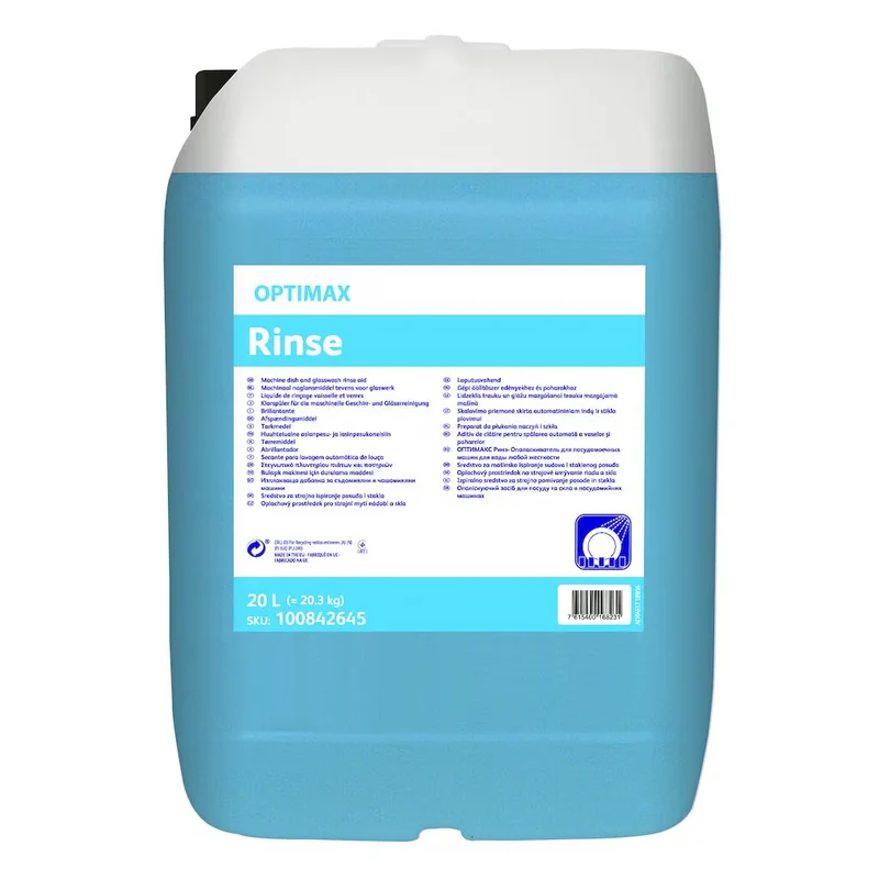 Brillantante neutro per lavastoviglie Optimax Rinse 20 litri