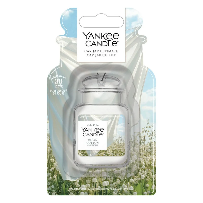 Profumatore per Auto Yankee Candle Car Jar Ultimate Clean Cotton