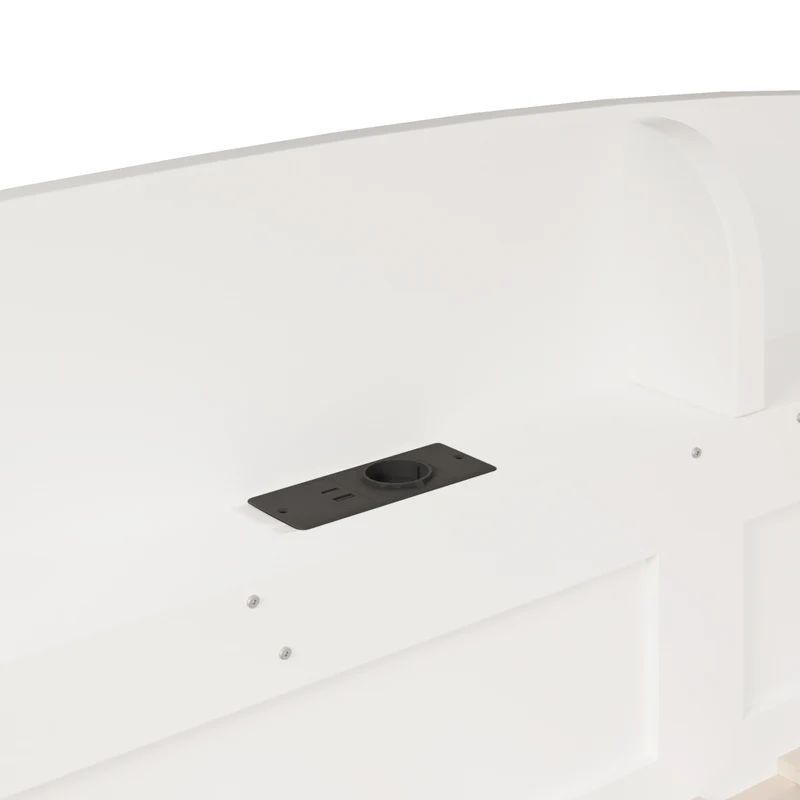 Letto a castello 90x200 cm con letto estraibile; ripiani e presa USB; bianco