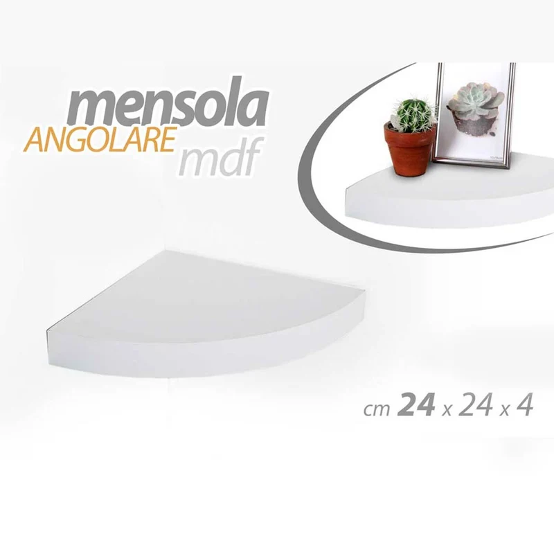 Mensola Parete Angolare 24x24x4 cm Scaffale con Ripiano ad Angolo in Legno MDF Bianco