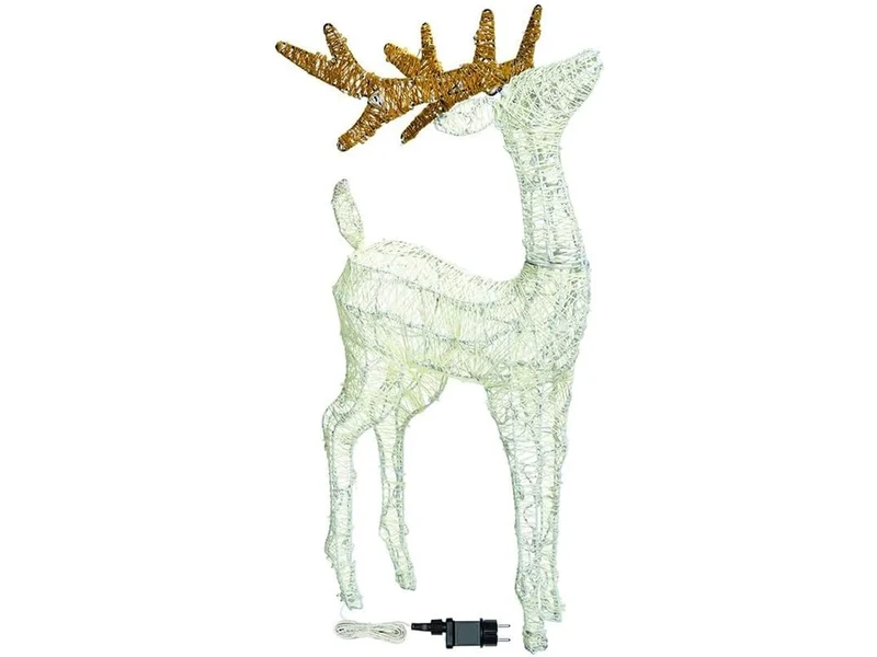 Renna 3D 95cm 200led bianco tradizionale, luce fissa per uso interno ed esterno IP44