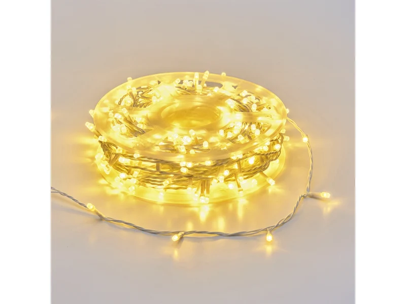 Catena 500maxi led bianco caldo con 7 giochi di luce con filo bianco 50+4mt per uso interno ed esterno