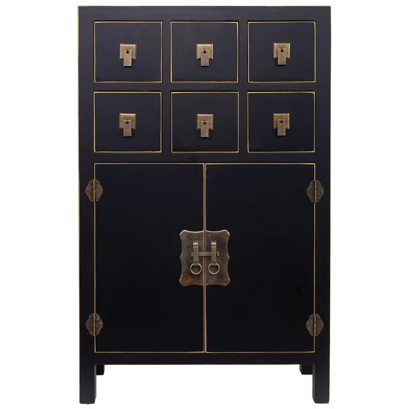 Mobile ausiliario in legno con 6 cassetti e 2 porte 63x26x101