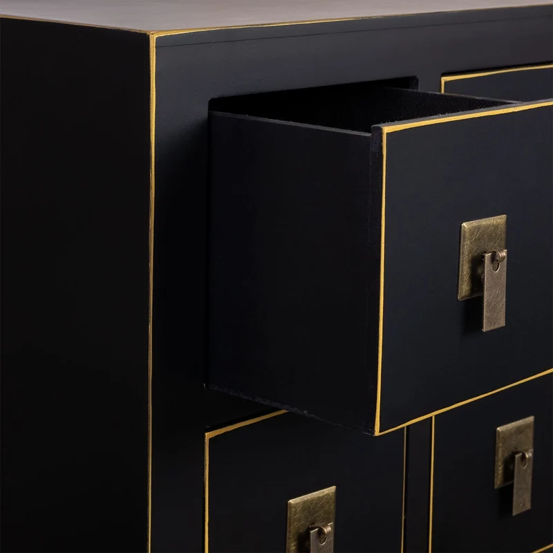 Mobile ausiliario in legno con 6 cassetti e 2 porte 63x26x101