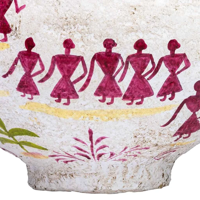 Vaso in cartapesta bianco dipinto a mano 37x37x40h cm