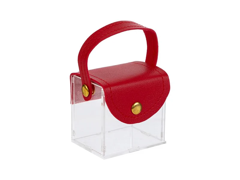 Scatola borsetta in plexiglass 6x5x6cm rossa