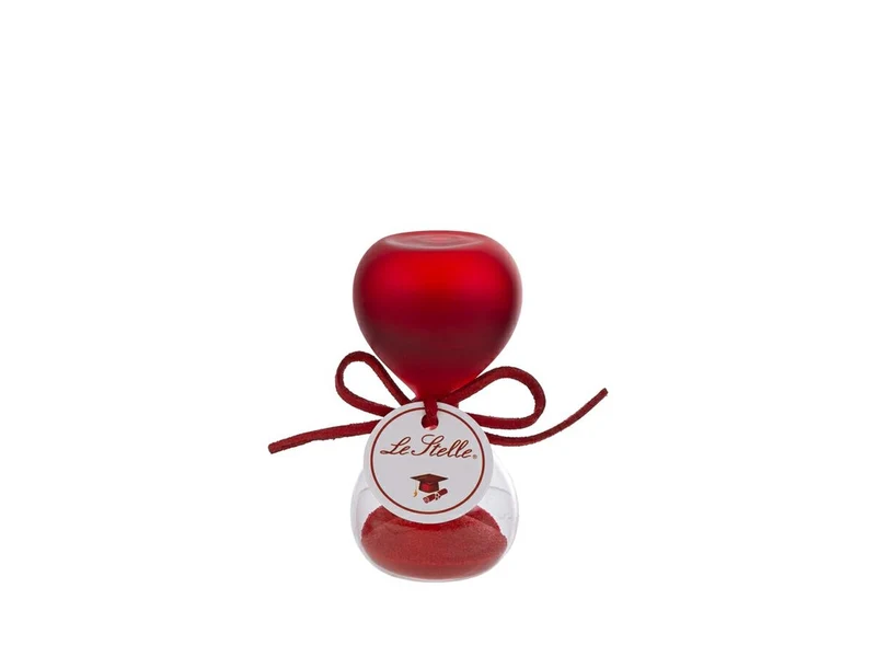 Clessidra in vetro satinato 8cm rosso con scatola