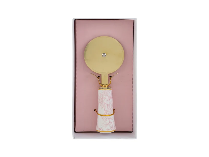 Taglia pizza 15cm con manico a fantasia rosa