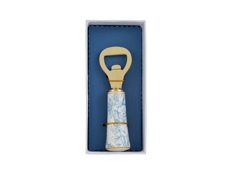 Apribottiglie 12cm con manico a fantasia celeste