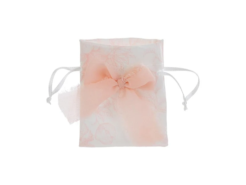 Toile de jouy sacchetto fantasia in raso 8x10cm rosa