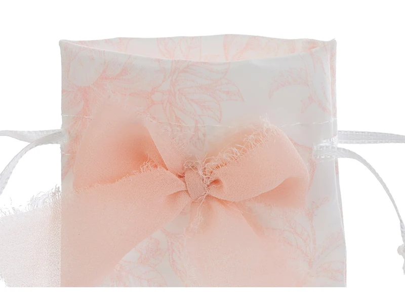 Toile de jouy sacchetto fantasia in raso 8x10cm rosa