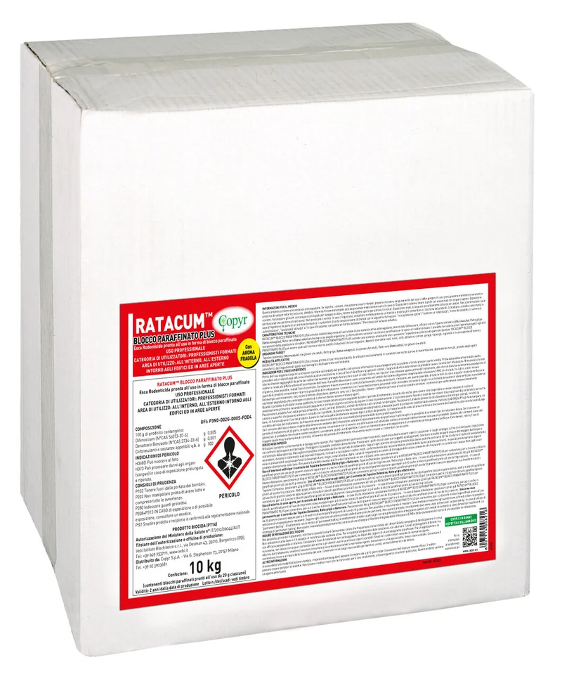 Esca rodenticida per topi e ratti Copyr Ratacum Blocco 10 kg