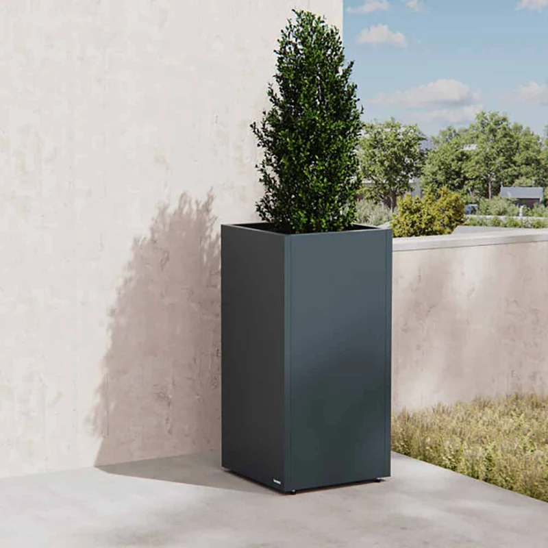 Vaso Herstera Metal planter Column Antracite 50x50x100cm 08977801