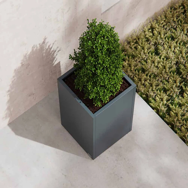 Vaso Herstera Metal planter Column Antracite 50x50x100cm 08977801