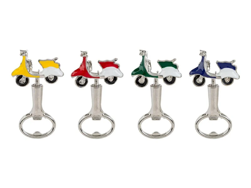 Apribottiglie moto 5,5x10cm con scatola in 4 colori assortiti