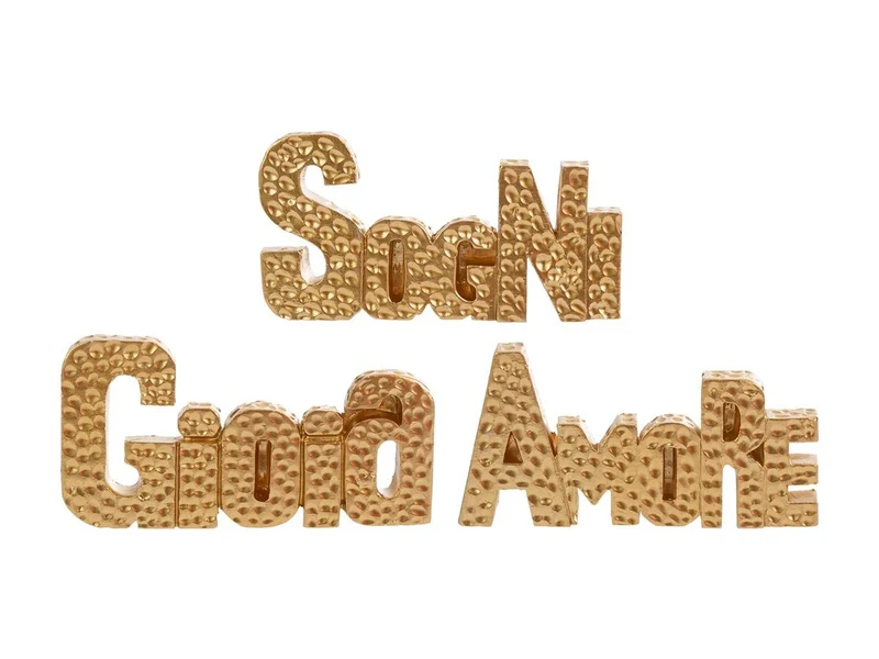 Calamita scritte in resina 8x4cm oro, 3 modelli assortiti