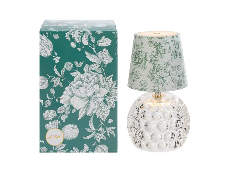 Toile lampada led touch con cappa a fantasia verde 11xh.20cm