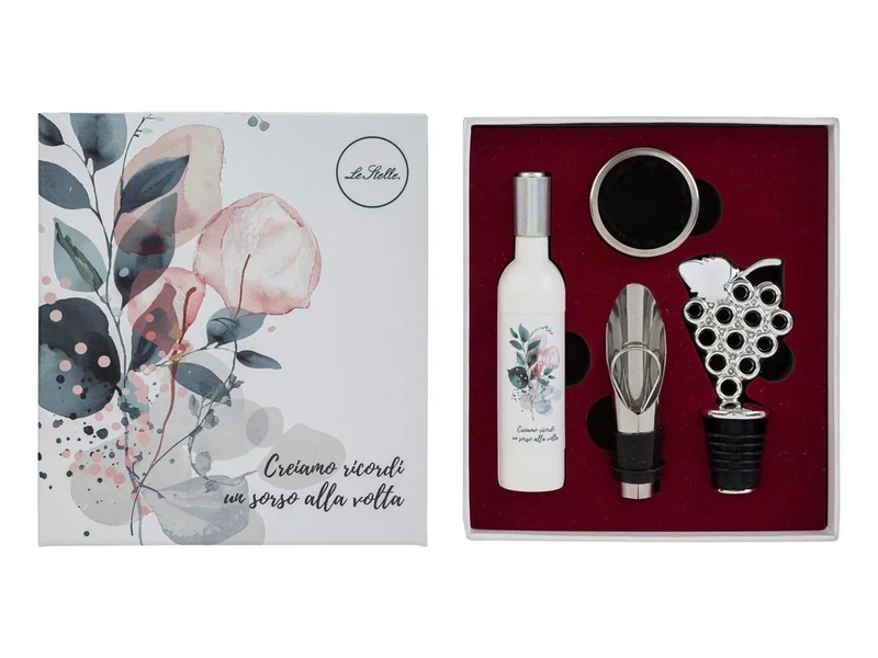 Sorsi d'amore accessori vino 4 pezzi con astuccio