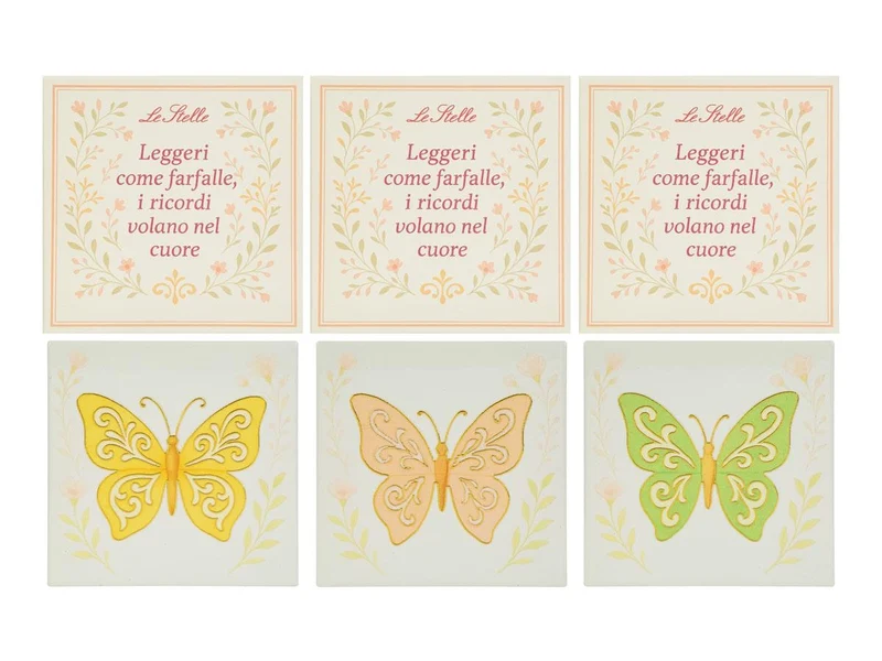 Sottopentola in ceramica con decoro farfalla 15x15cm in 3 assortimenti