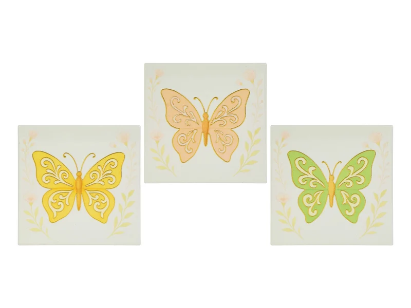 Sottopentola in ceramica con decoro farfalla 15x15cm in 3 assortimenti