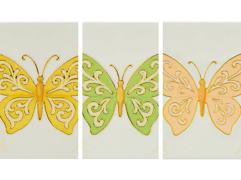 Calamita con decoro farfalla 7,5x7,5cm in 3 assortimenti