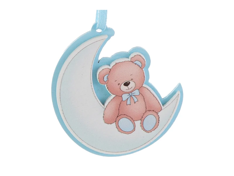 Appendino orso su luna 4,5x4,5cm celeste