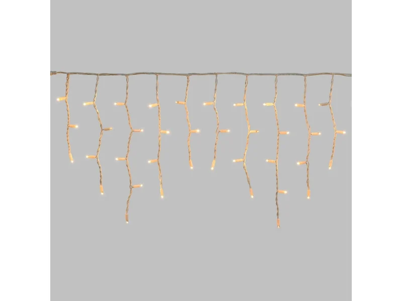 Tenda luci 114 maxi led 3x0,5mt bianco caldo con giochi di luce bianco caldo automatico flash led diamond, cavo bianco prolungabile per uso esterno IP67