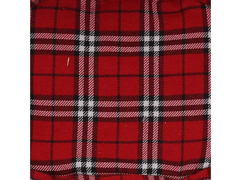 Cesta vimini naturale con fodera scozzese rosso ovale cm33x24h11,5