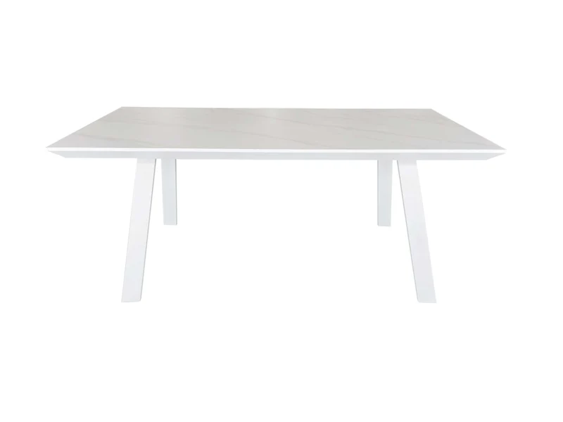 Tavolo alluminio Moody bianco con top pietra sinterizzata bianco 180x90xh.75cm