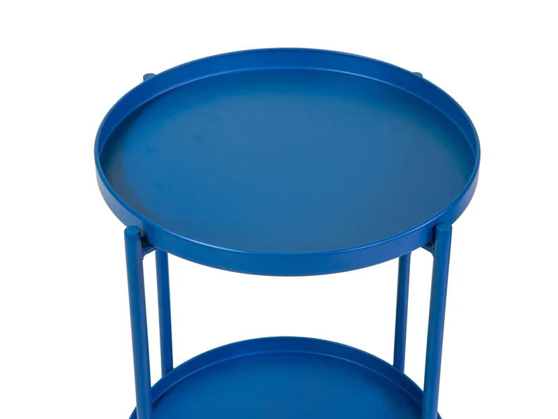 Tavolino metallo Hiro blu tondo 2 piani d.40xh.50cm