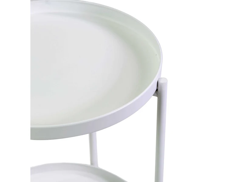 Tavolino metallo Hiro bianco tondo 2 piani d.40xh.50cm